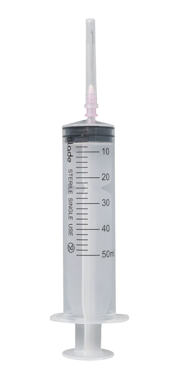 Шприц BLADE Simple 50 мл. 3-ох Luer Slip (G18*40 mm) з прозорим поршнем